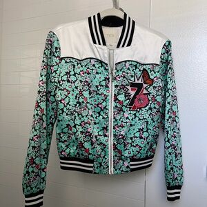 Maje Multicolor Floral Bomber Jacket